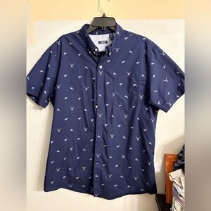 Men’s Izod shortsleeve shirt, navy with nautical theme